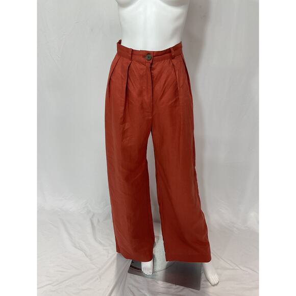 Matthew Bruch 'Pleated' Brown Linen Trouser Size  XS - Picture 2 of 5
